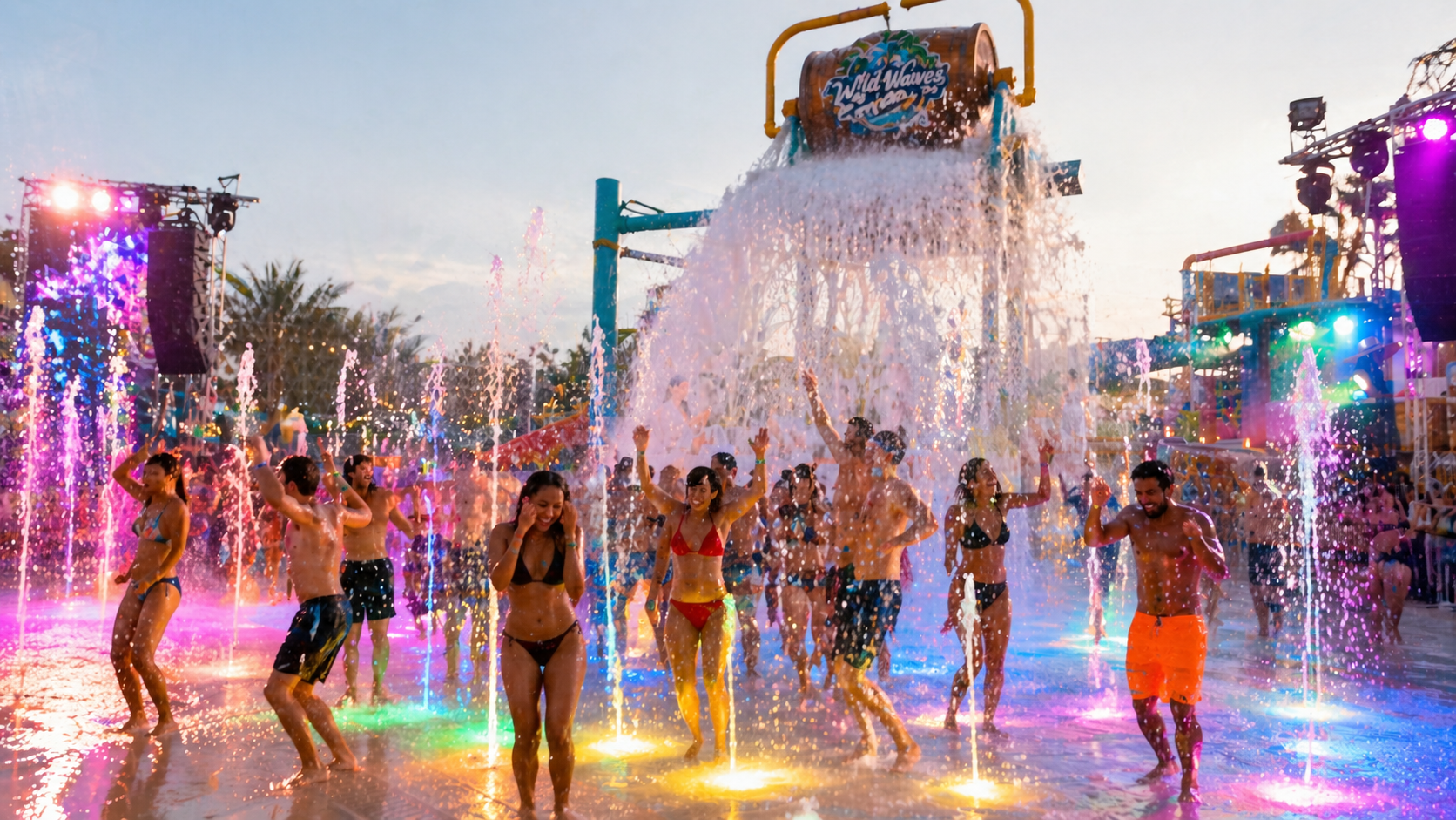 Pool deck and side view at the venue
